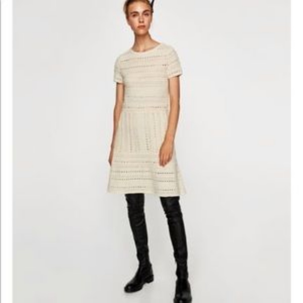 Zara Openwork Cotton Knit Dress
